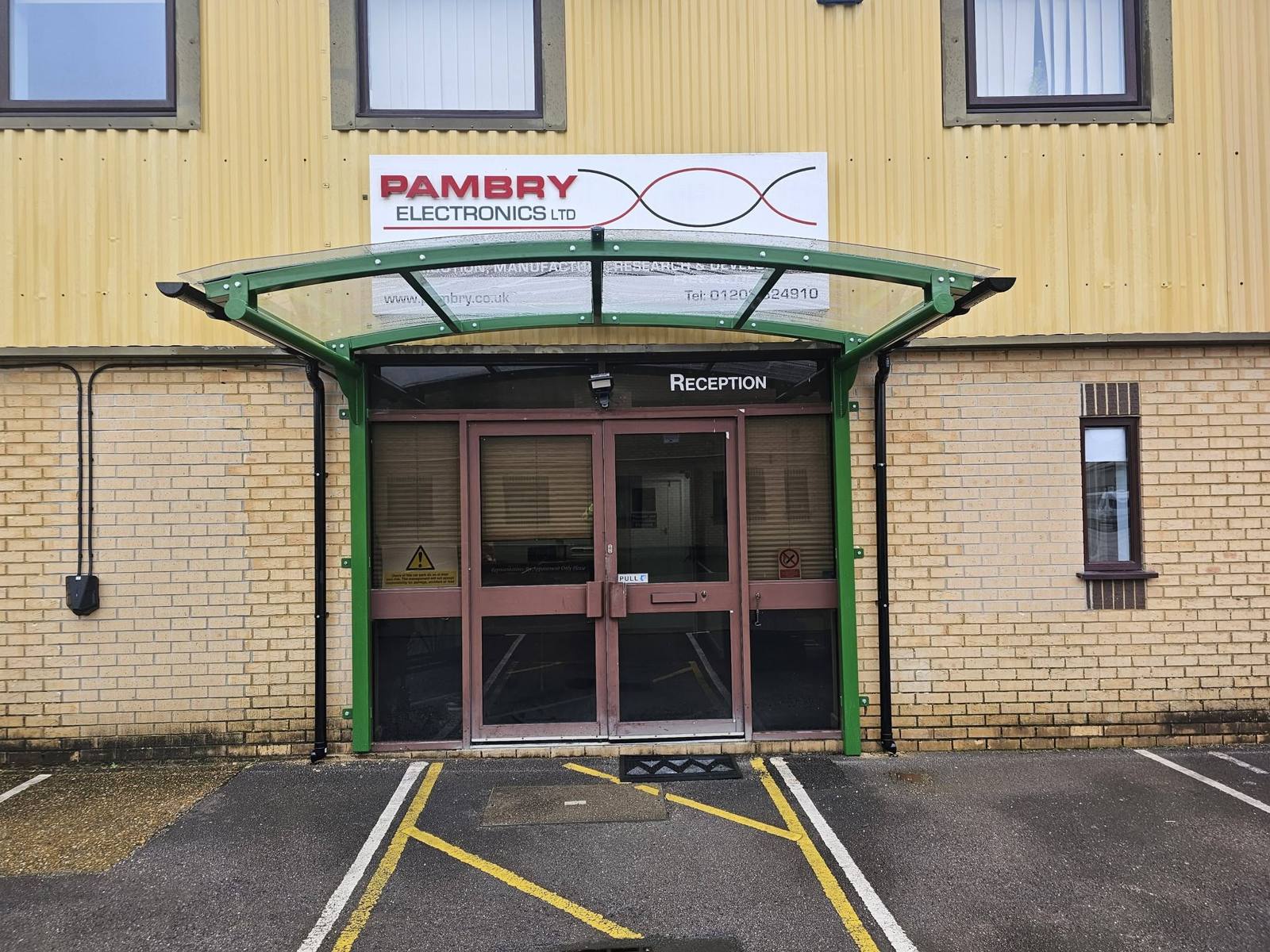 Cantilever entrance canopy at Poole, completed installation