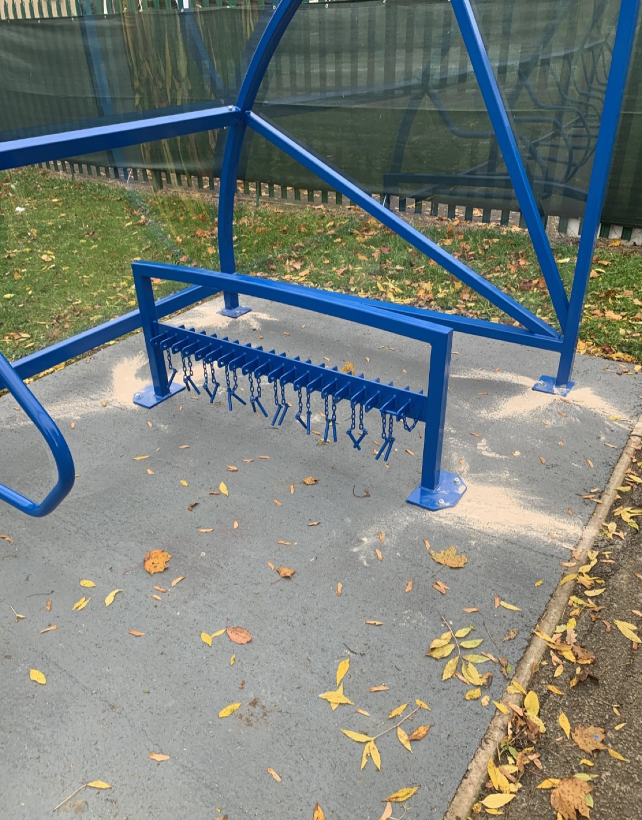 Scooter rack in a cycle shelter