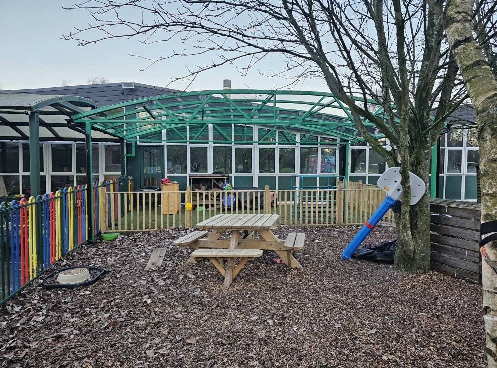 Two play-area canopies at Trinity Primary School, completed installation